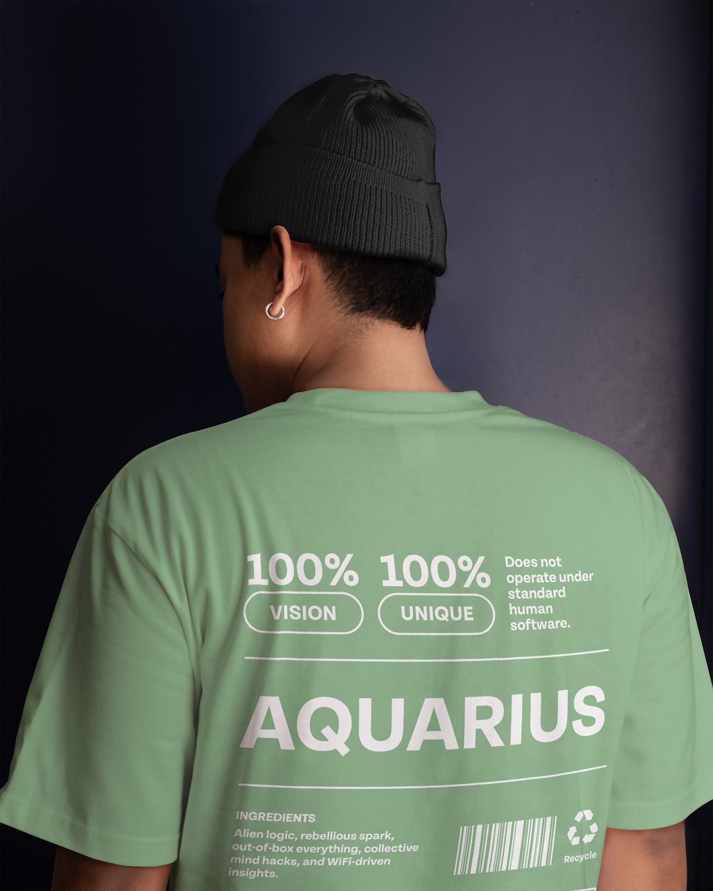 Celestial Seeker - Oversized Aquarius T-Shirt in Soft Terry Cotton (Unisex)