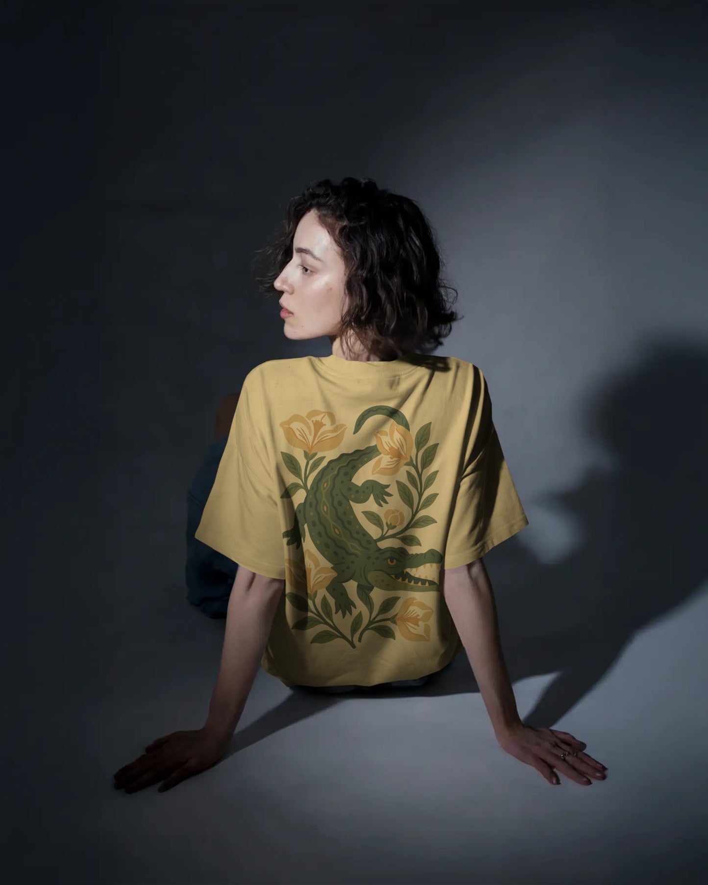 Floral Fury – Alligator Oversized Tee (Unisex)