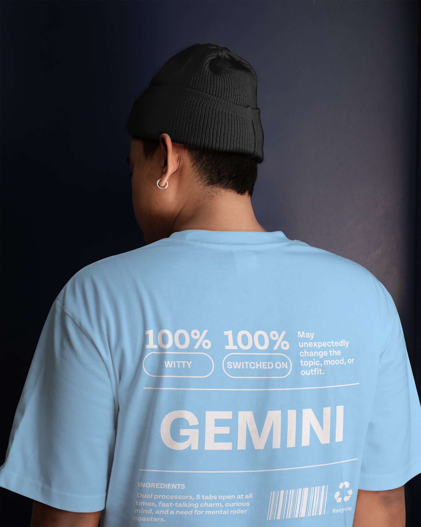 Twin Whisper– Oversized Gemini T-Shirt in Soft Terry Cotton (Unisex)