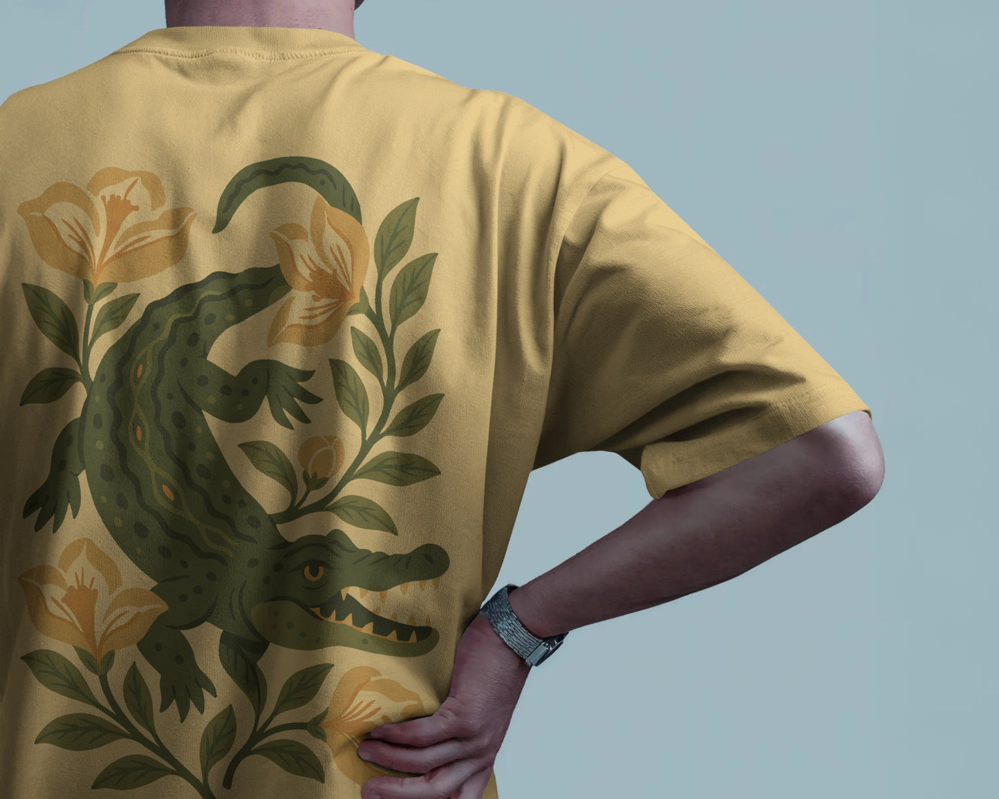 Floral Fury – Alligator Oversized Tee (Unisex)