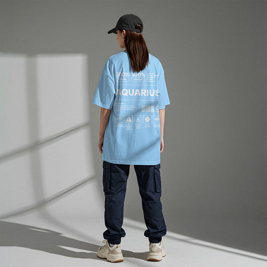 Celestial Seeker - Oversized Aquarius T-Shirt in Soft Terry Cotton (Unisex)