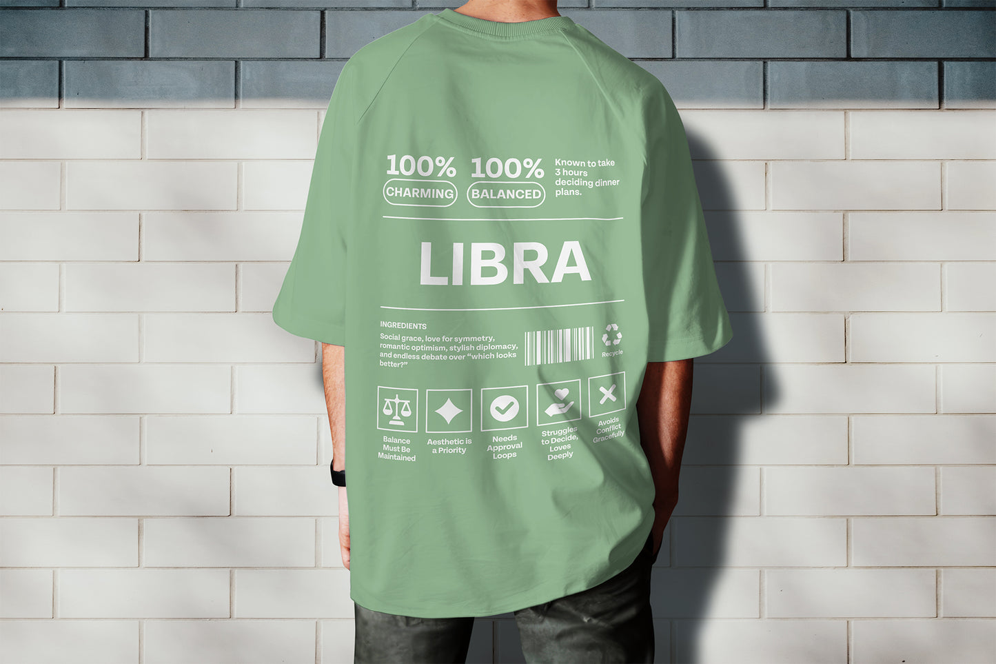 Velvet Balance– Oversized Libra T-Shirt in Soft Terry Cotton (Unisex)