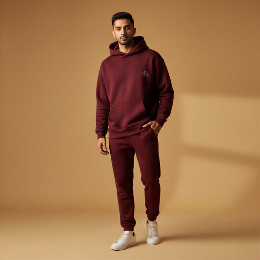 Heavy-Duty Oversized Co-ord Set – Wine Crush (Unisex)