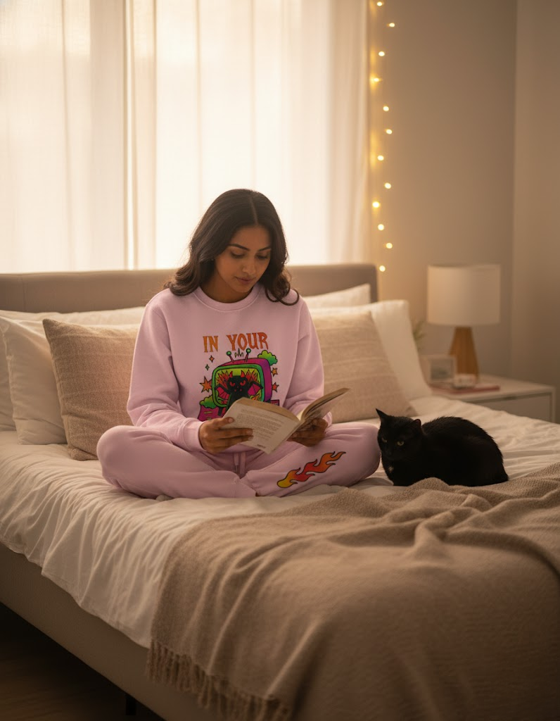 The Hell Cat Co-ord Set (Unisex) — Baby Pink