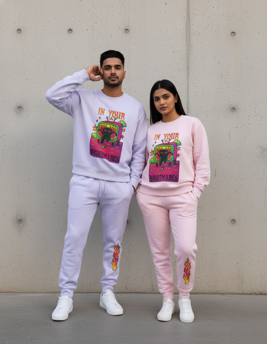 The Hell Cat Co-ord Set (Unisex) — Baby Pink