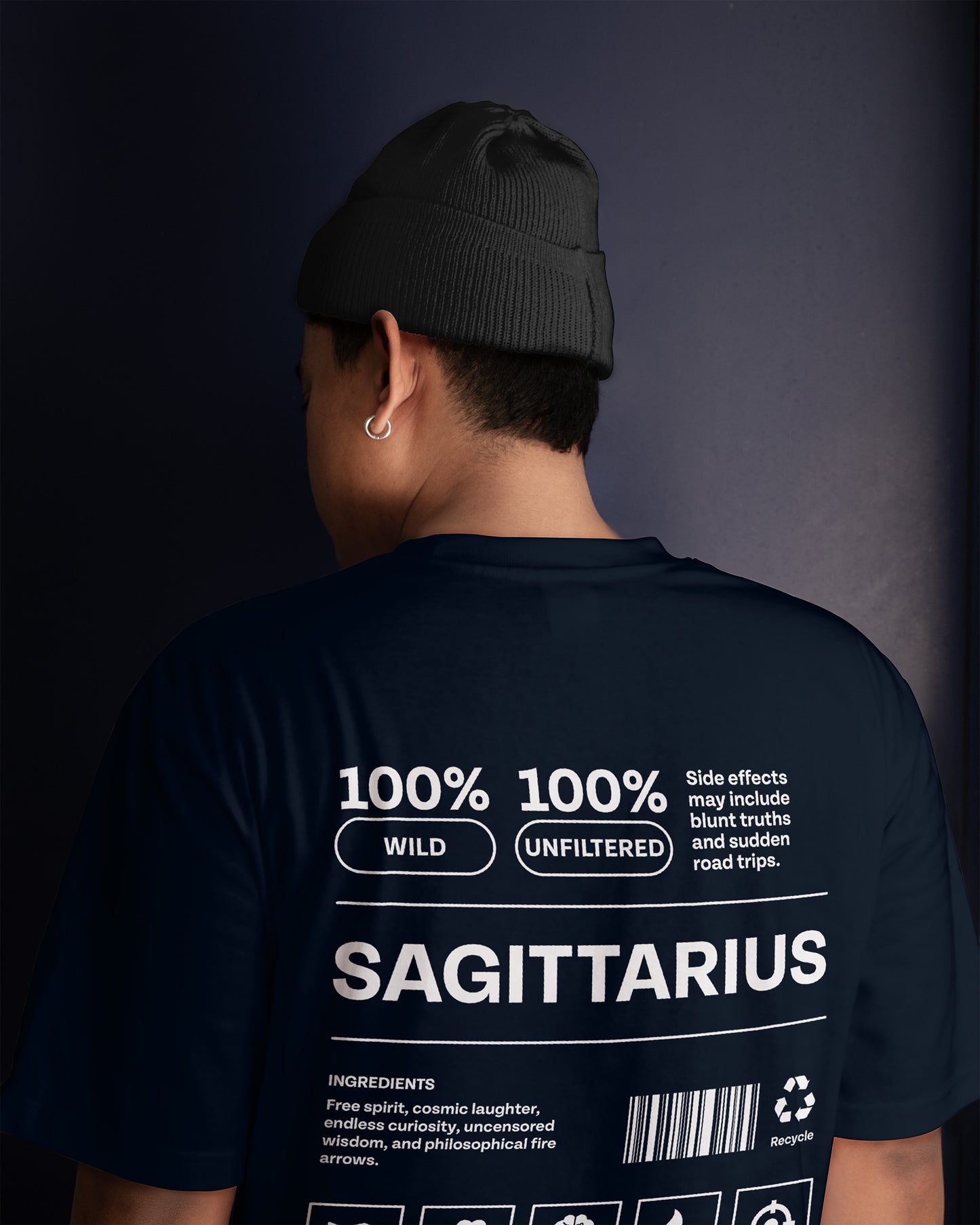 Cosmic Nomad– Oversized Sagittarius T-Shirt in Soft Terry Cotton (Unisex)