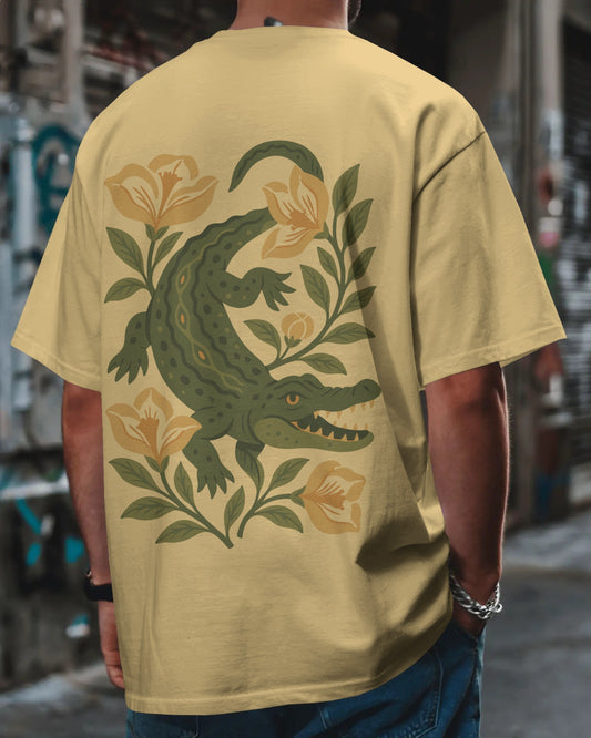 Floral Fury – Alligator Oversized Tee (Unisex)