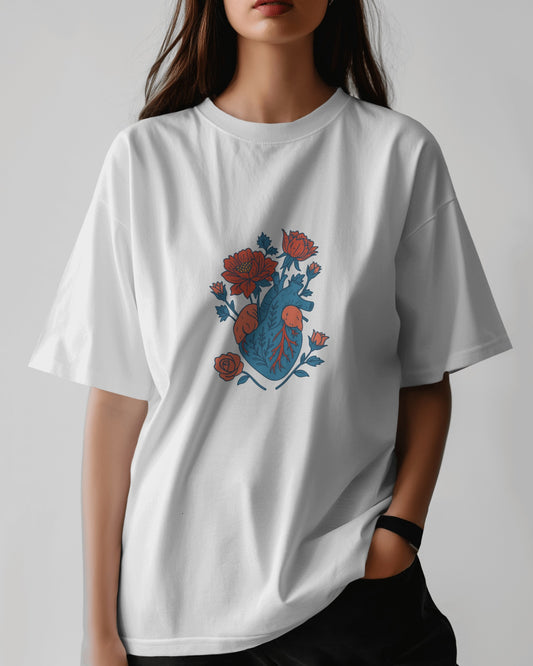 Blooming Pulse - Heart Oversized Tee (Unisex)
